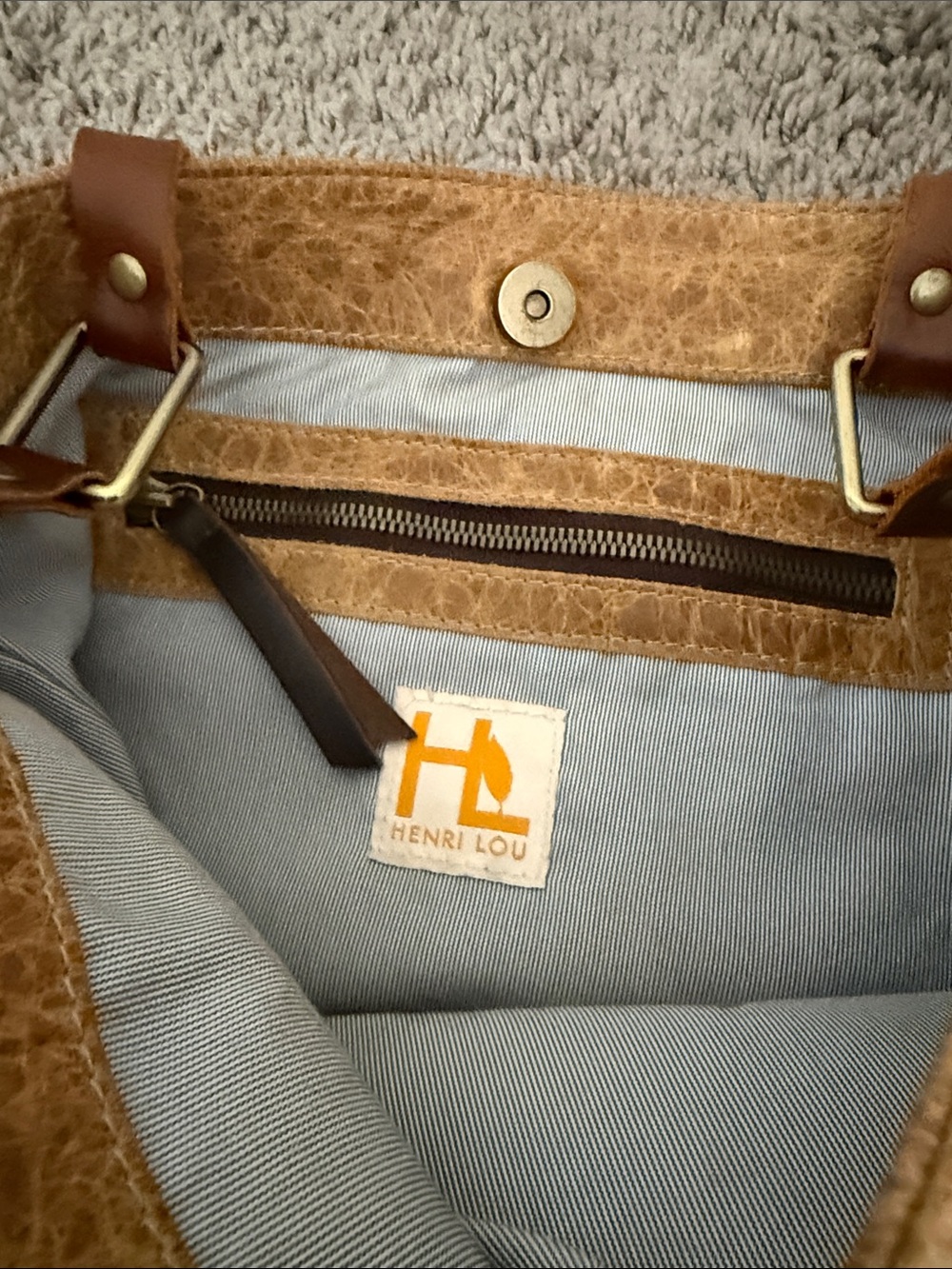 Tan Leather Tote Bag - Tan